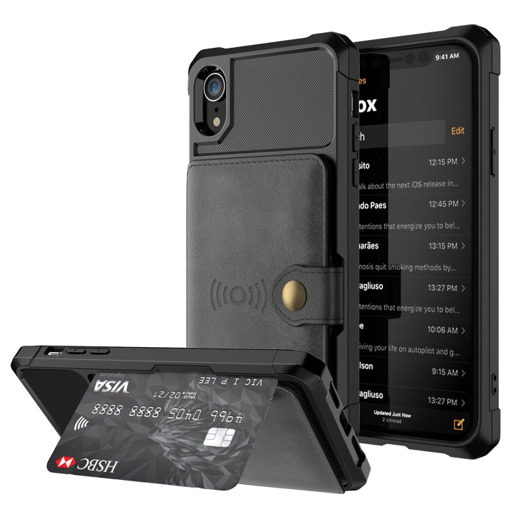 For iPhone XR Magnetic Wallet Card Bag Leather Case