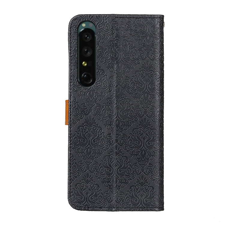 For Sony Xperia 1 IV European Floral Embossed Leather Phone Case