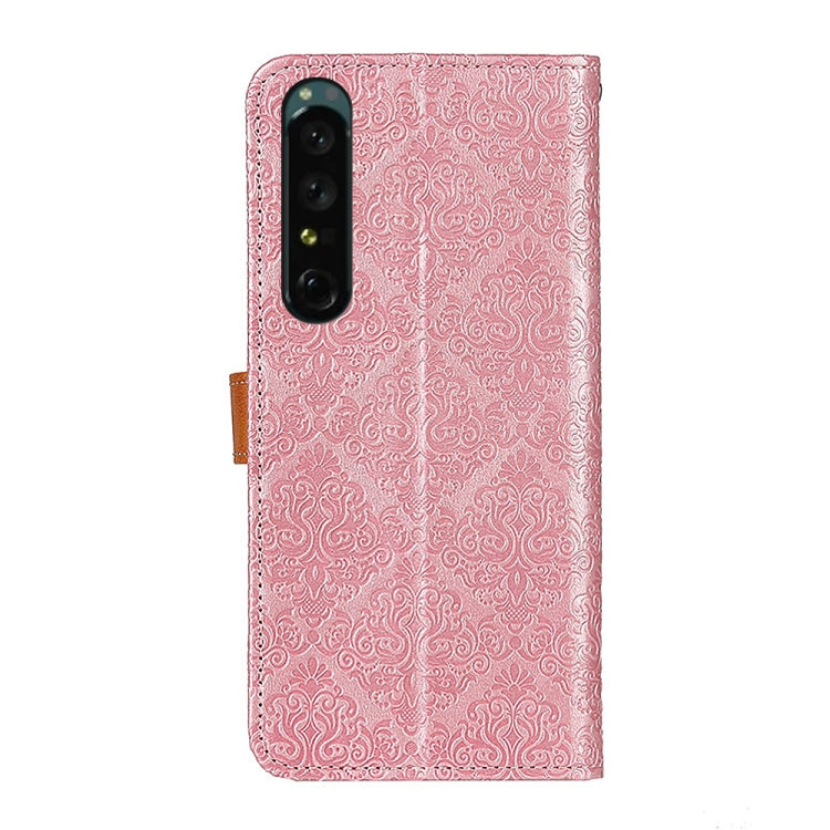 For Sony Xperia 1 IV European Floral Embossed Leather Phone Case