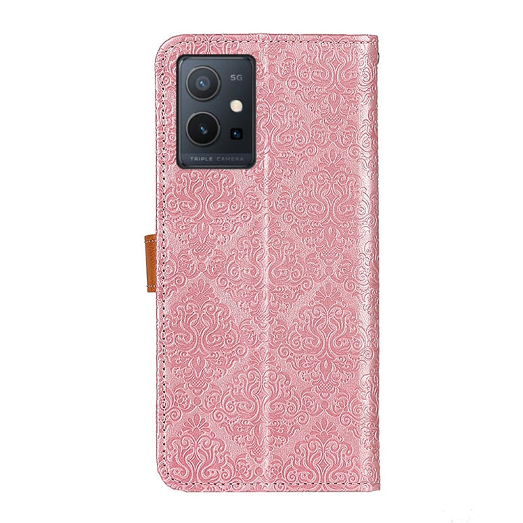 For vivo Y75 5G / Y55 5G European Floral Embossed Leather Phone Case