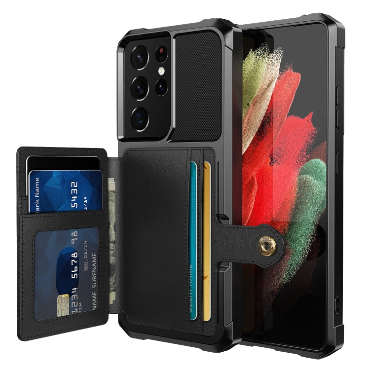 For Samsung Galaxy S21 Ultra 5G Magnetic Wallet Card Bag Leather Phone Case