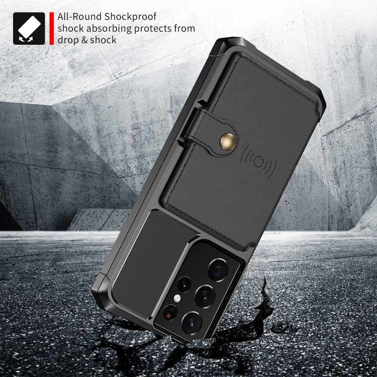 For Samsung Galaxy S21 Ultra 5G Magnetic Wallet Card Bag Leather Phone Case