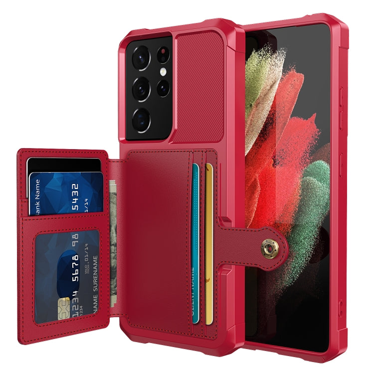 For Samsung Galaxy S21 Ultra 5G Magnetic Wallet Card Bag Leather Phone Case