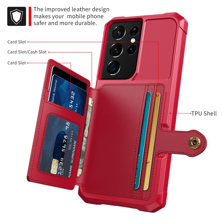 For Samsung Galaxy S21 Ultra 5G Magnetic Wallet Card Bag Leather Phone Case