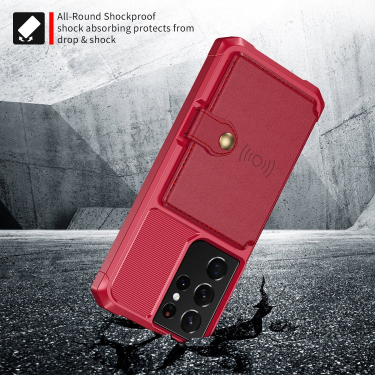 For Samsung Galaxy S21 Ultra 5G Magnetic Wallet Card Bag Leather Phone Case