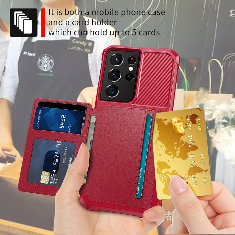 For Samsung Galaxy S21 Ultra 5G Magnetic Wallet Card Bag Leather Phone Case
