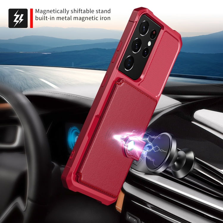 For Samsung Galaxy S21 Ultra 5G Magnetic Wallet Card Bag Leather Phone Case