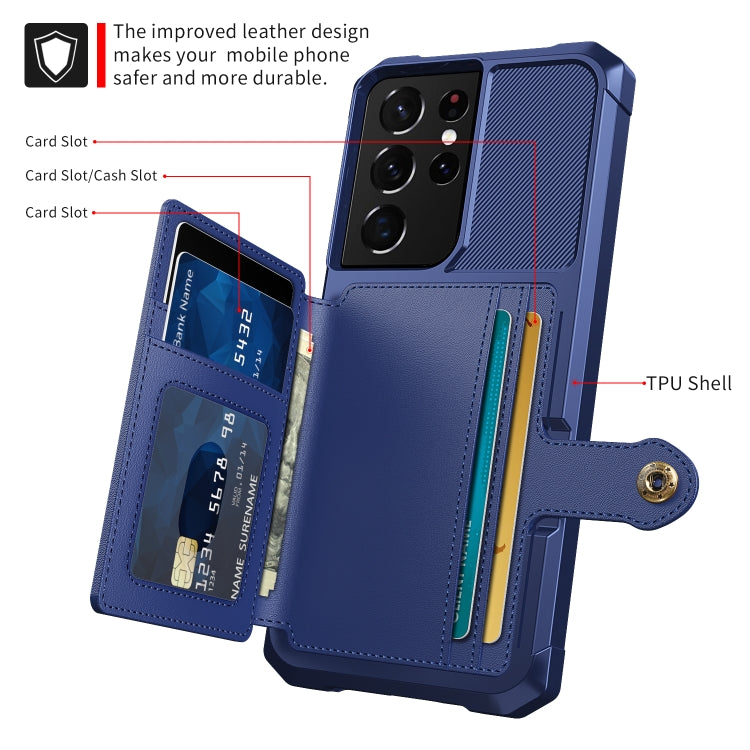 For Samsung Galaxy S21 Ultra 5G Magnetic Wallet Card Bag Leather Phone Case