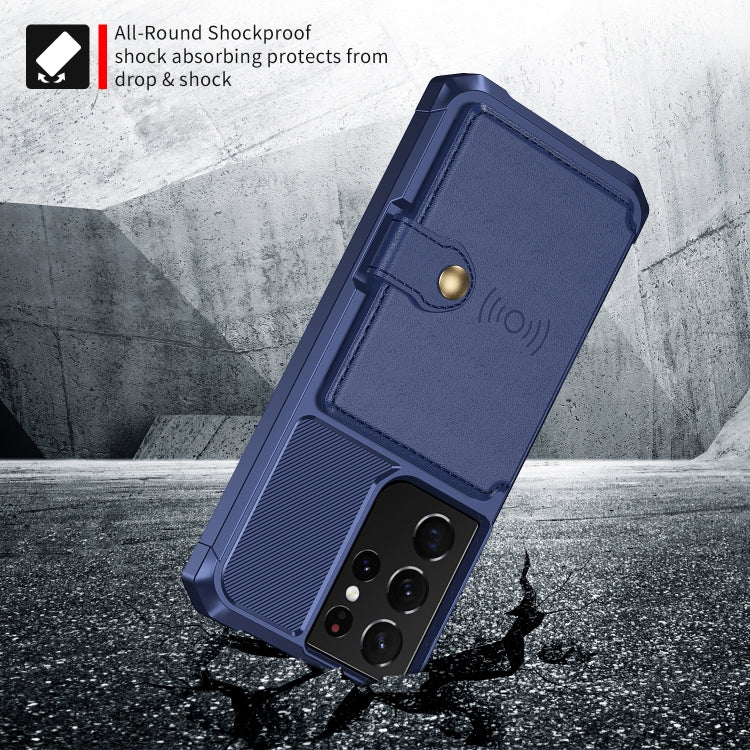 For Samsung Galaxy S21 Ultra 5G Magnetic Wallet Card Bag Leather Phone Case