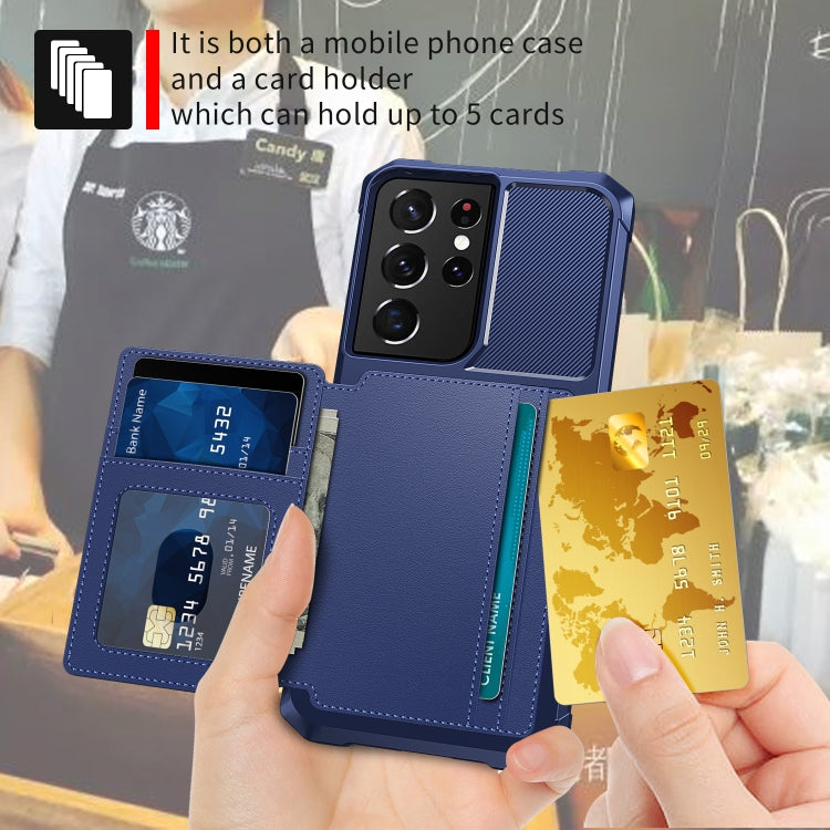 For Samsung Galaxy S21 Ultra 5G Magnetic Wallet Card Bag Leather Phone Case