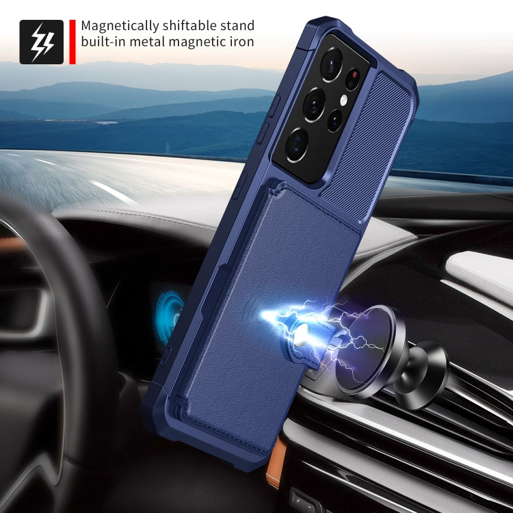 For Samsung Galaxy S21 Ultra 5G Magnetic Wallet Card Bag Leather Phone Case