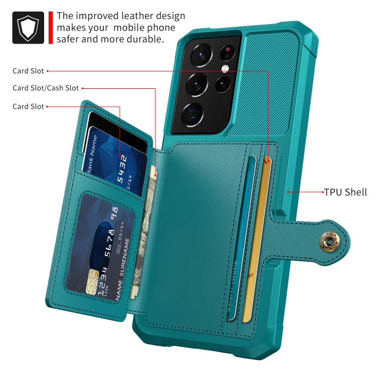 For Samsung Galaxy S21 Ultra 5G Magnetic Wallet Card Bag Leather Phone Case