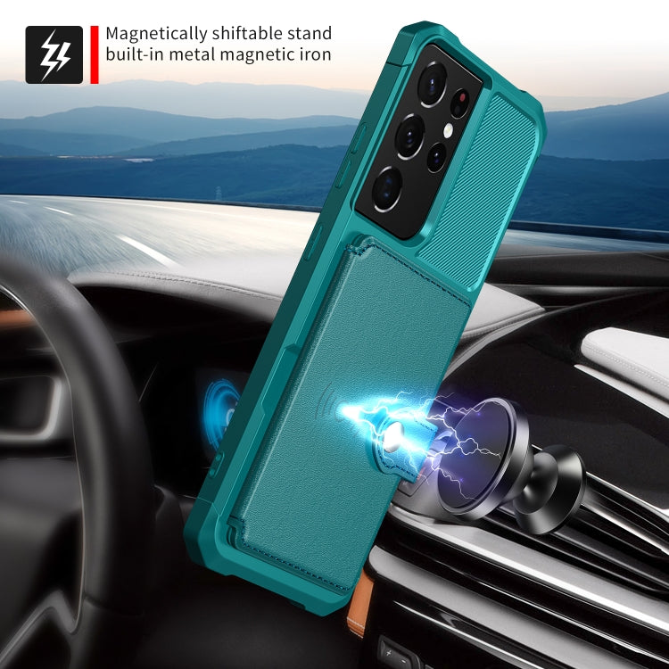 For Samsung Galaxy S21 Ultra 5G Magnetic Wallet Card Bag Leather Phone Case