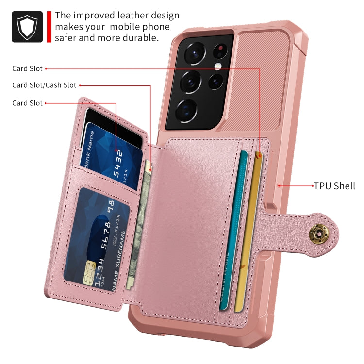 For Samsung Galaxy S21 Ultra 5G Magnetic Wallet Card Bag Leather Phone Case