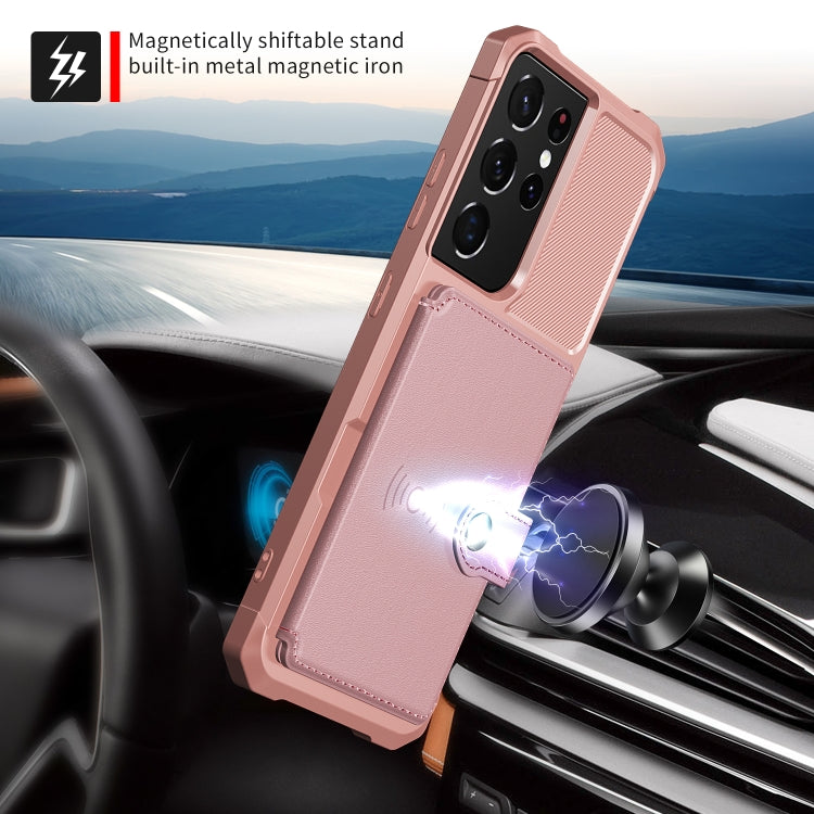 For Samsung Galaxy S21 Ultra 5G Magnetic Wallet Card Bag Leather Phone Case
