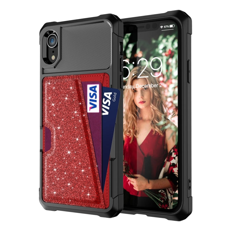 For iPhone XR Glitter Magnetic Card Bag Phone Case