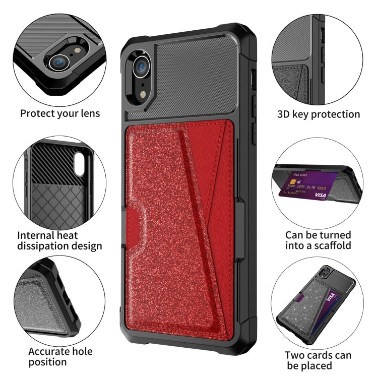 For iPhone XR Glitter Magnetic Card Bag Phone Case