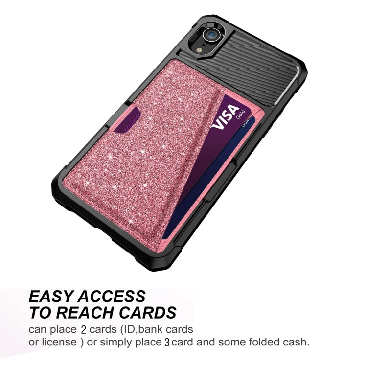 For iPhone XR Glitter Magnetic Card Bag Phone Case