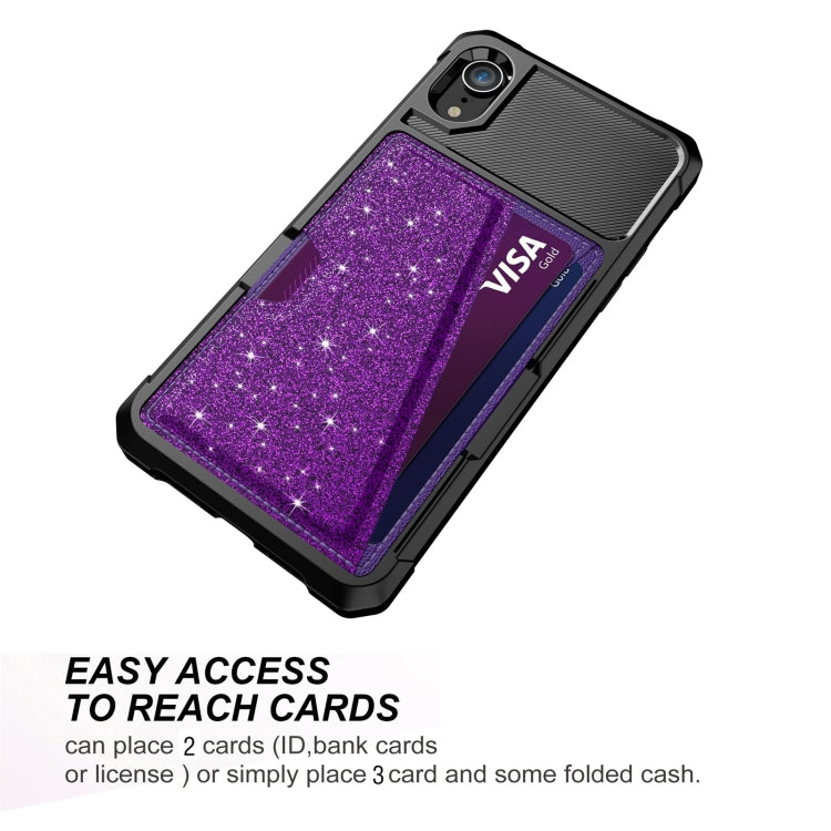 For iPhone XR Glitter Magnetic Card Bag Phone Case