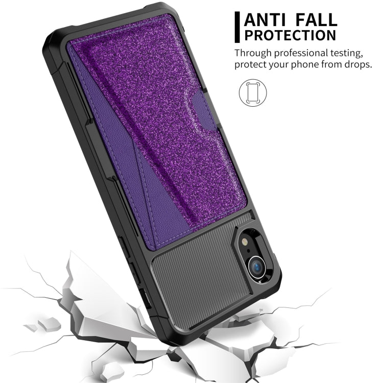 For iPhone XR Glitter Magnetic Card Bag Phone Case