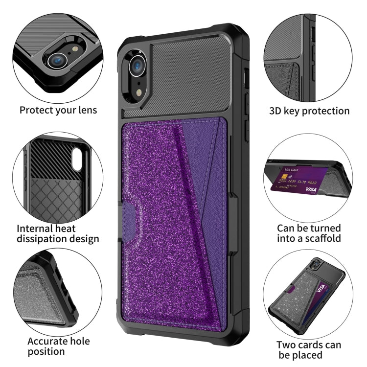 For iPhone XR Glitter Magnetic Card Bag Phone Case