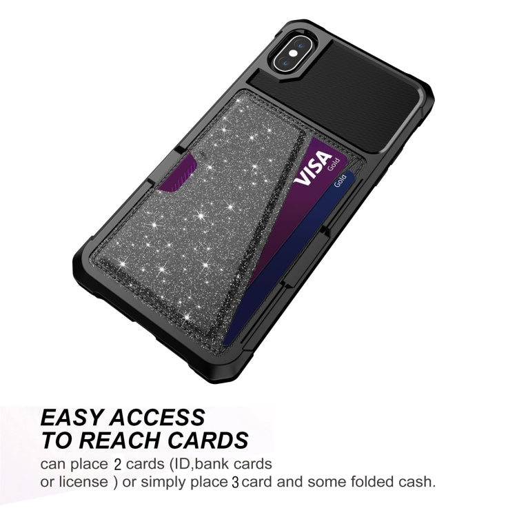 For iPhone XS Max Glitter Magnetic Card Bag