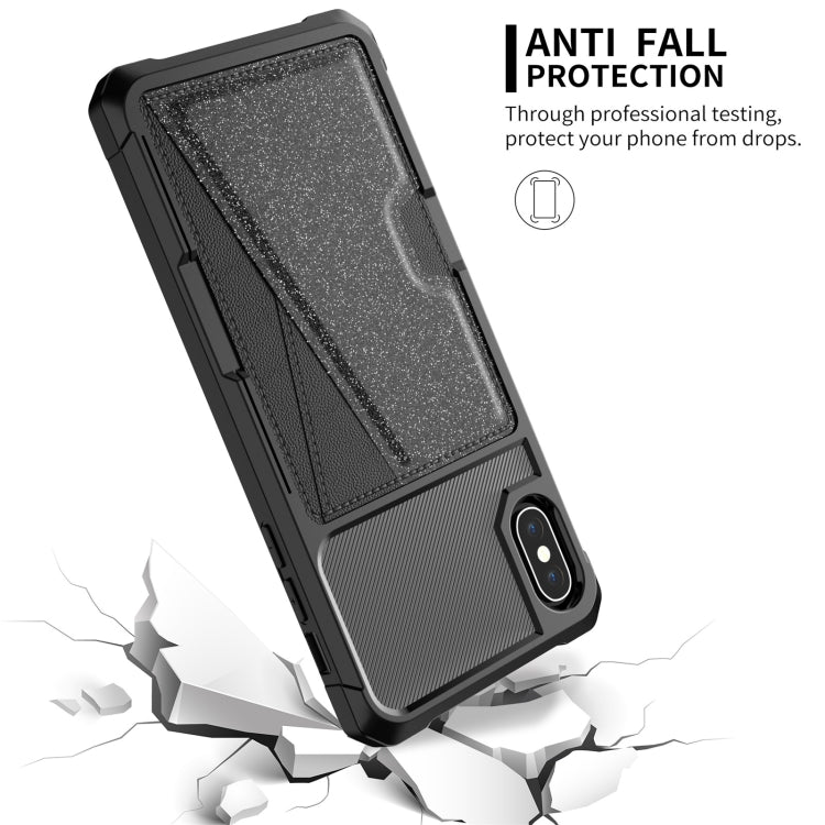 For iPhone XS Max Glitter Magnetic Card Bag