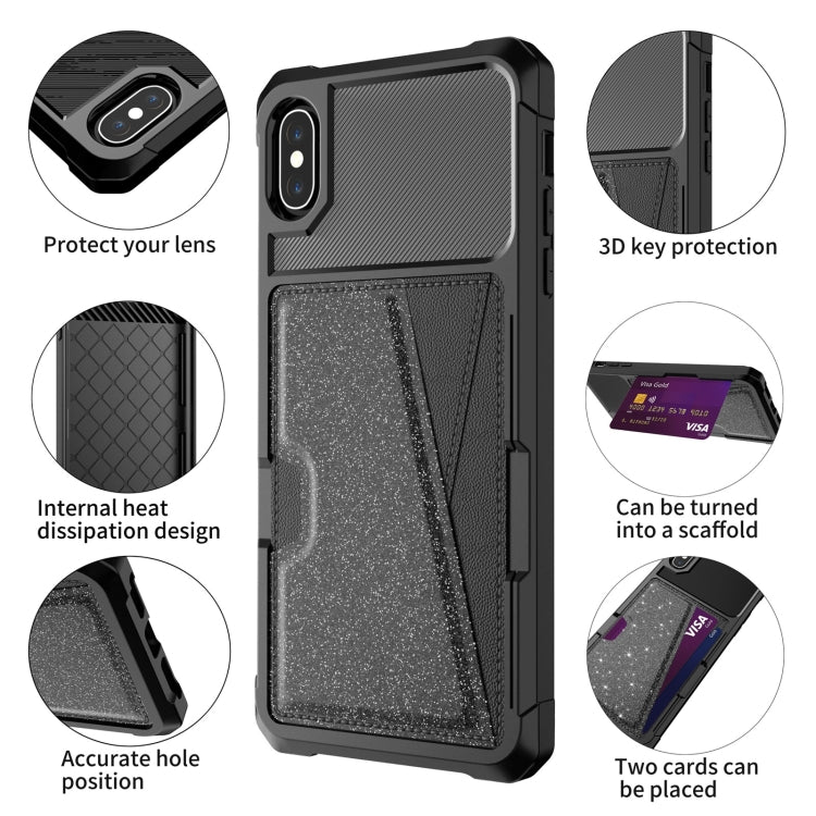 For iPhone XS Max Glitter Magnetic Card Bag