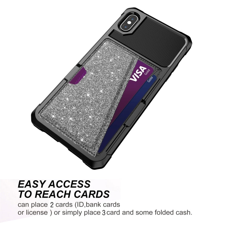 For iPhone XS Max Glitter Magnetic Card Bag