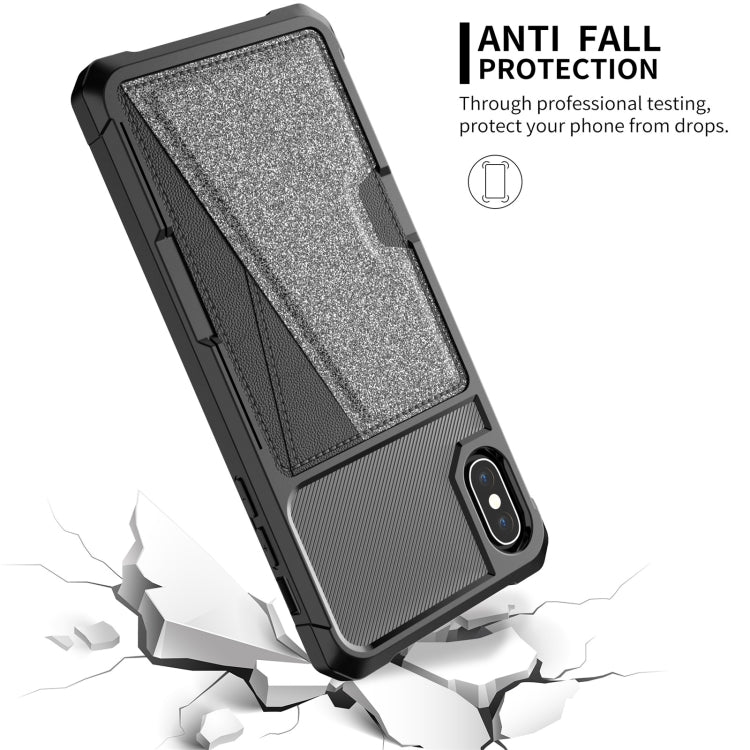 For iPhone XS Max Glitter Magnetic Card Bag