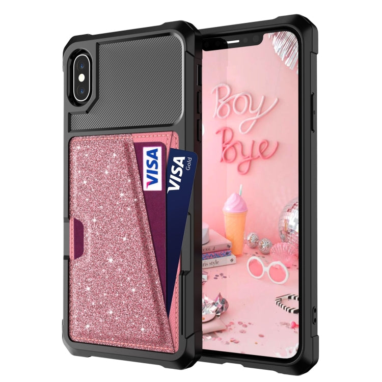 For iPhone XS Max Glitter Magnetic Card Bag
