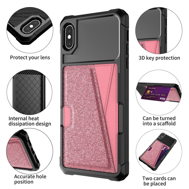 For iPhone XS Max Glitter Magnetic Card Bag