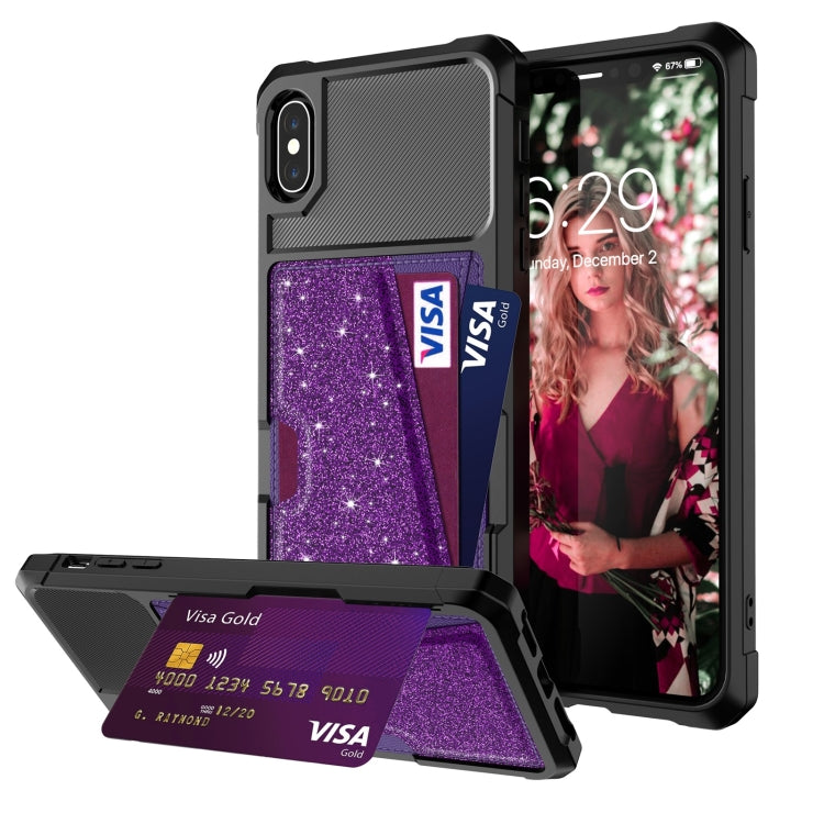 For iPhone XS Max Glitter Magnetic Card Bag
