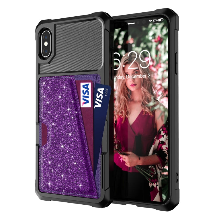 For iPhone XS Max Glitter Magnetic Card Bag