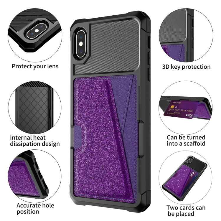 For iPhone XS Max Glitter Magnetic Card Bag