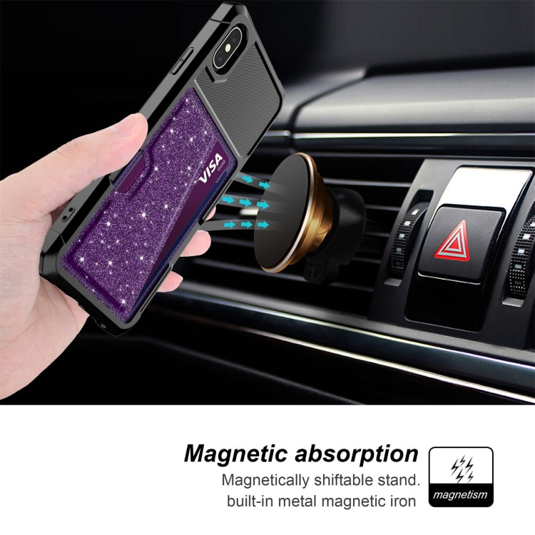 For iPhone XS Max Glitter Magnetic Card Bag