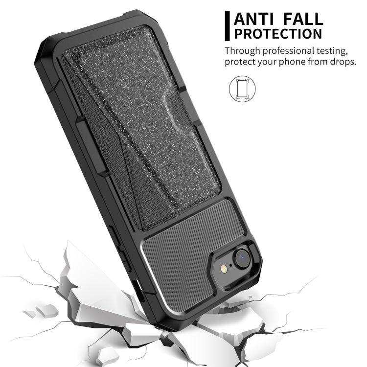 For iPhone SE 2022 / SE 2020 / 8 / 7 Glitter Magnetic Card Bag Phone Case