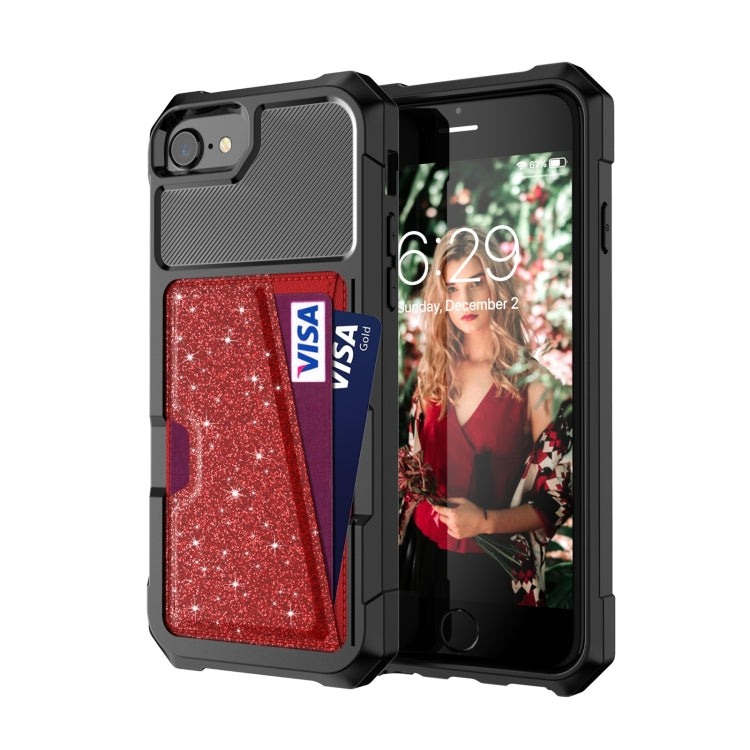 For iPhone SE 2022 / SE 2020 / 8 / 7 Glitter Magnetic Card Bag Phone Case