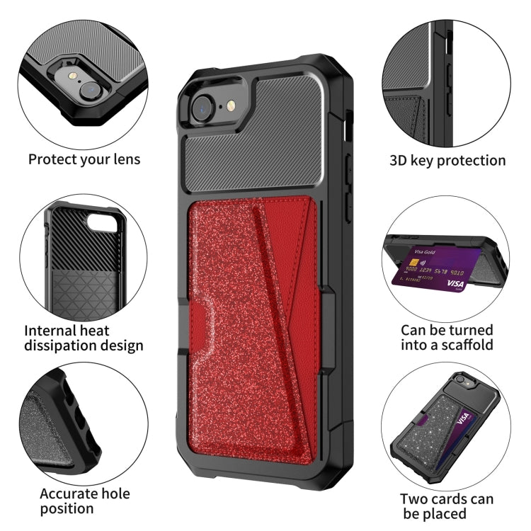 For iPhone SE 2022 / SE 2020 / 8 / 7 Glitter Magnetic Card Bag Phone Case