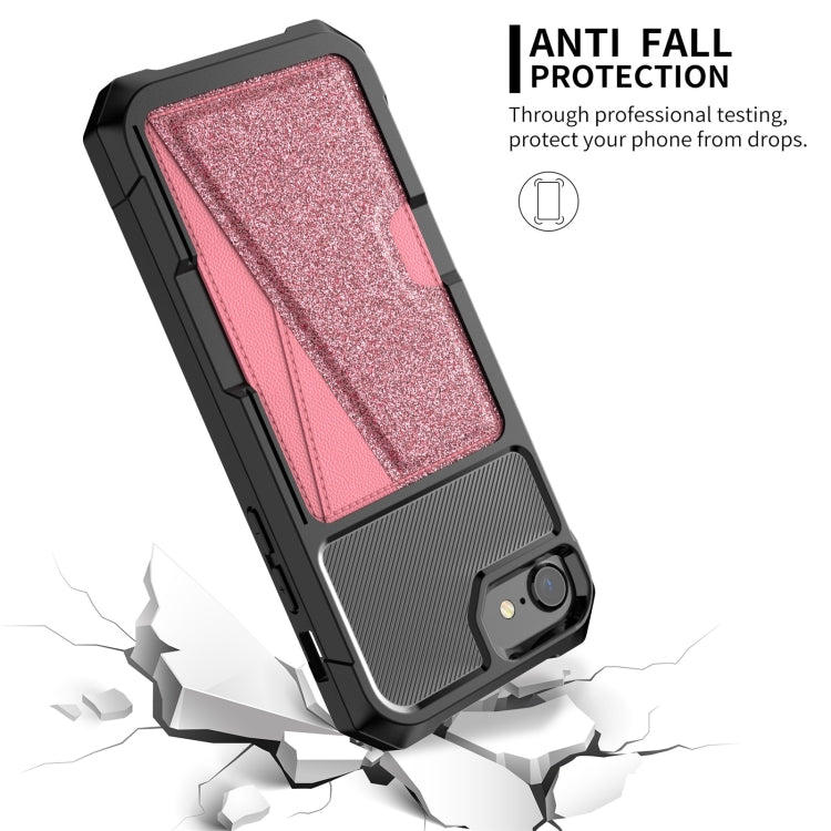 For iPhone SE 2022 / SE 2020 / 8 / 7 Glitter Magnetic Card Bag Phone Case