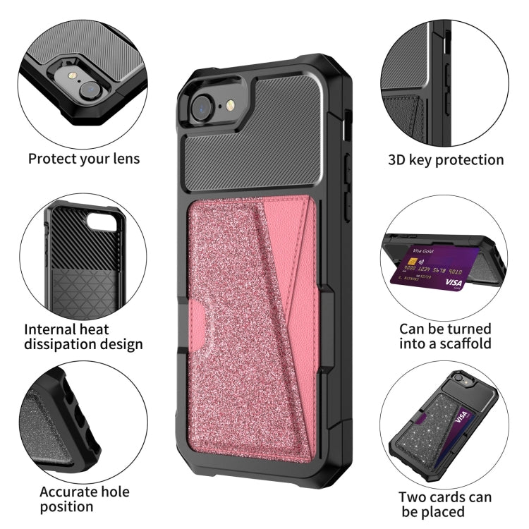 For iPhone SE 2022 / SE 2020 / 8 / 7 Glitter Magnetic Card Bag Phone Case