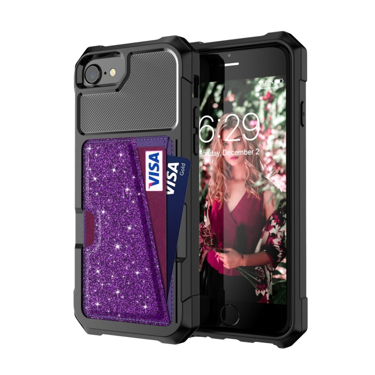For iPhone SE 2022 / SE 2020 / 8 / 7 Glitter Magnetic Card Bag Phone Case