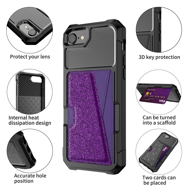 For iPhone SE 2022 / SE 2020 / 8 / 7 Glitter Magnetic Card Bag Phone Case