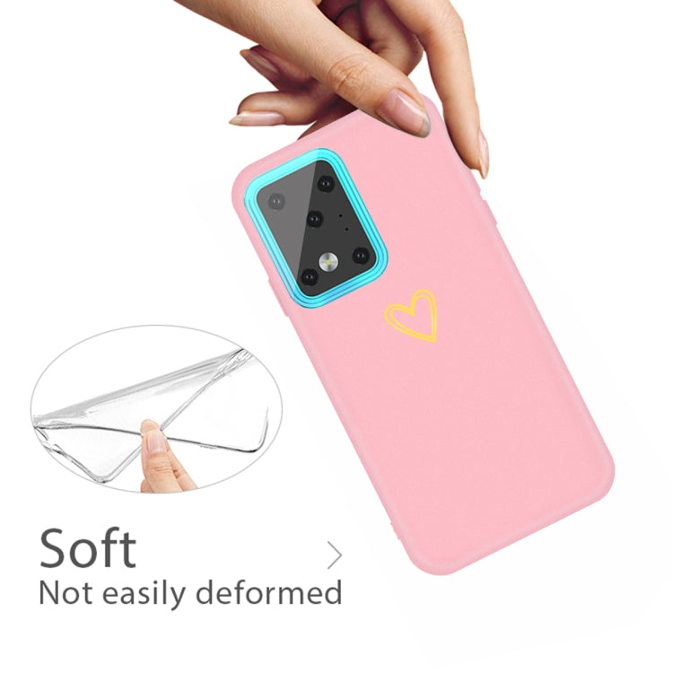 For Galaxy S20 Ultra Golden Love Heart Pattern Frosted TPU Protective Case