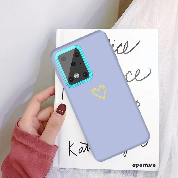 For Galaxy S20 Ultra Golden Love Heart Pattern Frosted TPU Protective Case