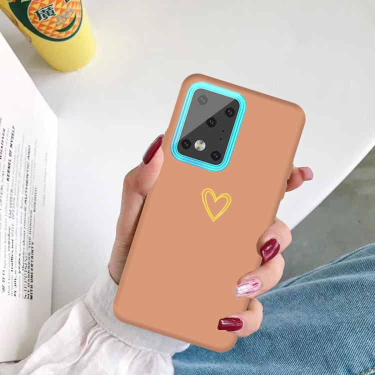 For Galaxy S20 Ultra Golden Love Heart Pattern Frosted TPU Protective Case