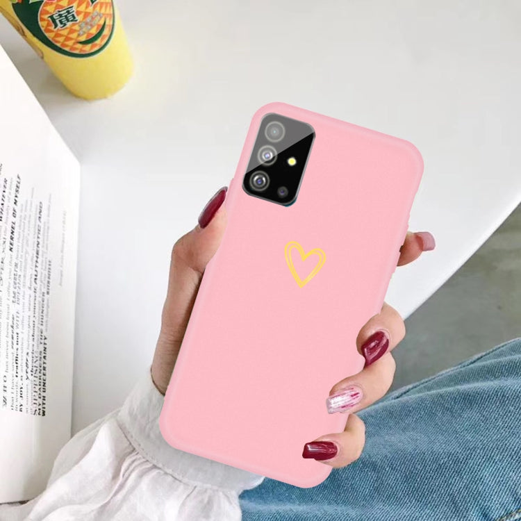 For Galaxy S20 Golden Love Heart Pattern Frosted TPU Protective Case