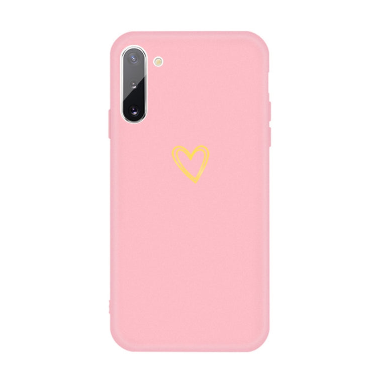 For Galaxy Note10 Golden Love Heart Pattern Frosted TPU Protective Case