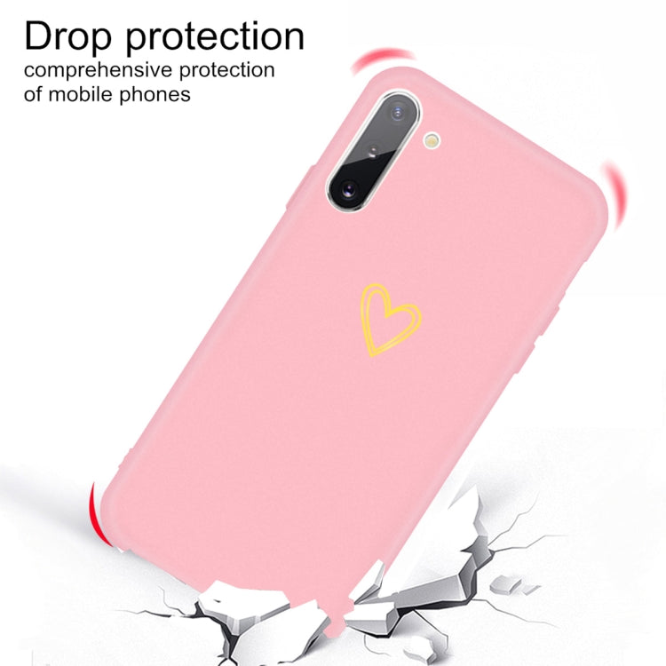 For Galaxy Note10 Golden Love Heart Pattern Frosted TPU Protective Case