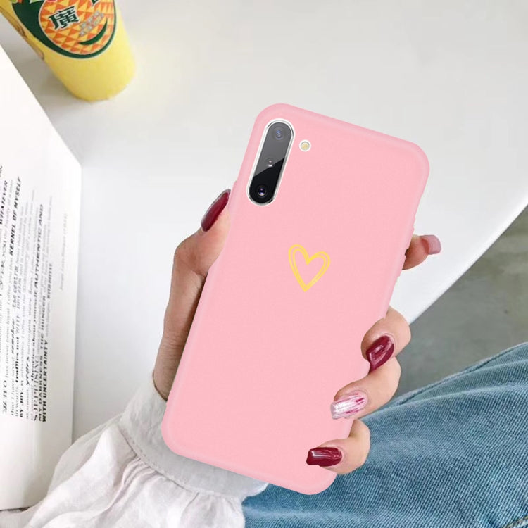 For Galaxy Note10 Golden Love Heart Pattern Frosted TPU Protective Case